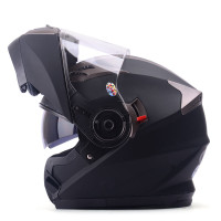 中锐智采 9925电动车头盔男全盔冬季双镜片揭面盔女 机车安全帽配防雾镜片 四季通用 亚黑