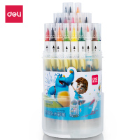 得力36色双头升降PP桶装水彩笔70735