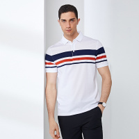 鄂尔多斯 | JEANS 春夏撞色条纹男士短袖T恤Polo衫