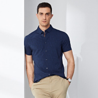 鄂尔多斯 | JEANS春夏时尚暗花纹男士短袖休闲衬衫