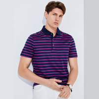 鄂尔多斯 | JEANS春夏经典宽条纹男士短袖T恤Polo衫