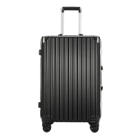 恒源祥 行李箱旅行箱铝框拉杆箱万向轮皮箱 条纹铝框 黑色 24寸