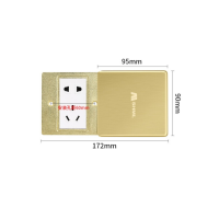 梅兰日兰86型地插 插座 平推滑盖五孔地插金色推拉式孔距60mm尺寸90*90mm