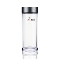 希诺 XN-8043 双层隔热透明塑料杯水杯办公杯子 带盖密封