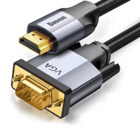 倍思 HDMI转VGA转换器线 双端铝合金2米高清数字连接线及转接头