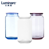 乐美雅玻璃密封罐储物罐大号干果罐子 奶粉罐储藏罐零食玻璃瓶1000ML3件套（粉+蓝+透明）
