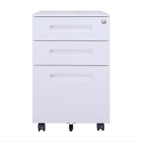 臻远 办公移动柜钢制活动柜带轮移动文件柜办公室矮柜 一字拉手白色钥匙锁