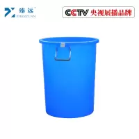 臻远圆形大号垃圾桶餐厨商用桶带盖垃圾环卫桶 加厚100L蓝色
