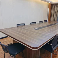 尊号 大型会议桌长桌培训桌圆角开会办公桌板式长方形公司简约会议室桌 4200*1600*750 金丝橡木色