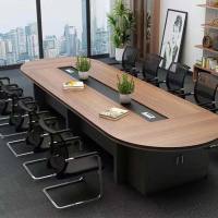 办公家具大型会议桌长桌简约 办公桌椭圆形会议室桌椅组合圆角 3000*1200
