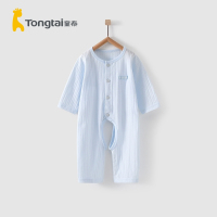 童泰(TONGTAI)夏季1-18月婴幼儿男女宝宝衣服纯棉家居开裆蛤衣圆领连体衣儿童家居服连体衣