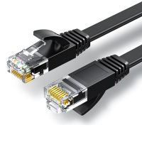 绿联 NW102 六类CAT6类网线 扁平跳线 千兆网络高速连接线 黑色 3米 50175