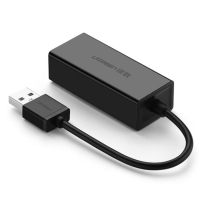 绿联(UGREEN)USB2.0转百兆有线网卡 RJ45网线接口转换器 黑20254