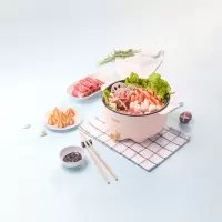 乐扣乐扣小家电多功能电火锅粉色800w EJP1147PIK