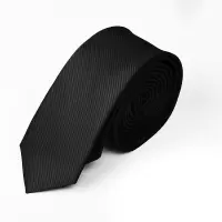 领带（手打黑色细纹领带）