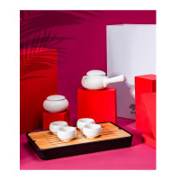 古时候瓷器茶具 鹅卵石 白瓷 礼盒+手提袋