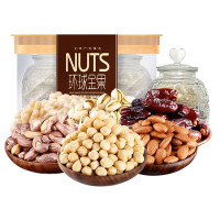 臻味 年货坚果干果礼盒 每日坚果休闲零食 炒货大礼包环球金果礼盒755g（玻璃罐）