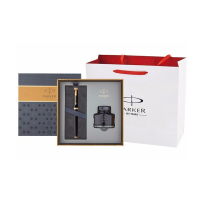 派克(PARKER)2015IM纯黑丽雅金夹墨水笔+派克墨水礼盒