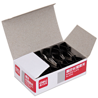 得力9546长尾票夹 文件铁夹子 装订票夹 15mm(黑)(12只/盒)5盒