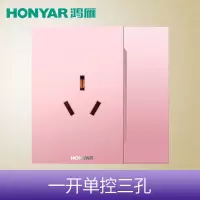 鸿雁 86型天际暗装开关插座面板 果粉金 一开单控三孔16A 单只装