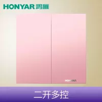 鸿雁 86型天际暗装开关插座面板 果粉金 二开多控开关 单只装