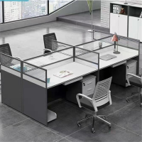 简约现代职员办公桌四人位含柜 2400*1200mm 单位:张