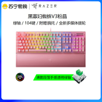 雷蛇Razer 2021新款黑寡妇蜘蛛 机械键盘 有线键盘 游戏键盘 104键 RGB 电竞 黑寡妇蜘蛛V3粉晶绿