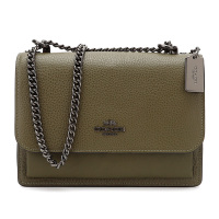 蔻驰 COACH 品 女士黑色卡其拼棕红色PVC配皮单肩斜跨小方包 90400 IME7V礼物 绿色