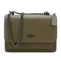 蔻驰 COACH 品 女士黑色卡其拼棕红色PVC配皮单肩斜跨小方包 90400 IME7V礼物 绿色