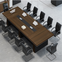 SDEC 办公室大型会议桌长桌简约现代洽谈桌椅组合 6.0*1.6米(含20把皮椅子) 单位:张