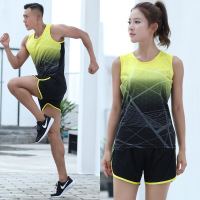 田径训练服套装跑步运动套装黄黑色
