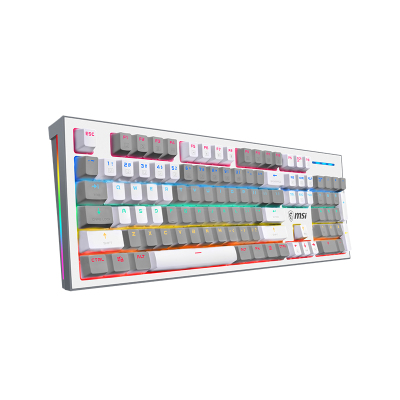 微星(MSI)GK50Z 高特机械键盘 红轴 RGB光效 宏驱动 有线 游戏电竞办公键盘 104键 电竞键盘 60度灰色