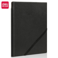 得力(deli)22215  25K96张可插笔绑带皮面本  黑色