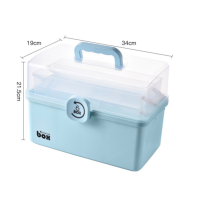医药箱家用多层大容量便携式药物箱家庭装药品收纳盒小药箱子 蓝色大号