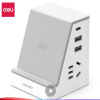 得力(deli)无线充电器 无线充电插座/插排/插线板/接线板/排插 可做桌面手机支架 33670