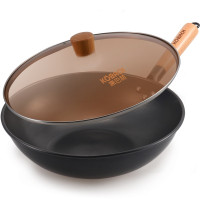 康巴赫炒锅少油烟无涂层精铁锅老铁锅电磁炉燃气通用32cm(个)