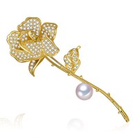BF璀尚珠宝 玫瑰花 淡水珍珠女士胸针配饰 BFZX0002