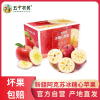 [五个农民]新疆阿克苏冰糖心苹果5斤中果70-75mm左右 新鲜水果