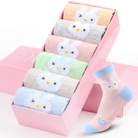 浪莎6双纯棉小兔子女中筒袜全棉女袜长筒袜LF08075-小兔子