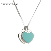 tiffany 蓝 色Double Heart Tag项链(SZK)