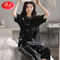 浪莎女生睡衣夏季少女纯棉卡通时尚家居服[宽松可外穿]女士睡衣