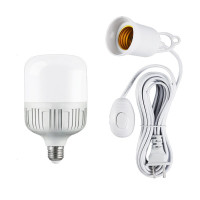 LED家用灯泡简易插座灯E27带插头开关线超亮节能灯悬挂式螺口灯座 9.5米带线开关灯头+80W白光灯泡