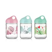 WT紫丁香玻璃密封罐圆形储物罐三件套[粉蓝绿]500ml*3(WJ8112)