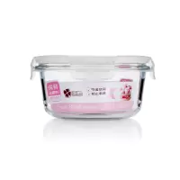 WT紫丁香玻璃饭盒粉色盖正方形550ml(ZF3330)