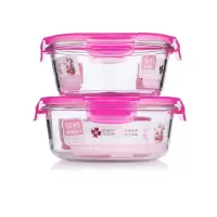 WT紫丁香玻璃饭盒白色盖正方形550ml(ZF2232)