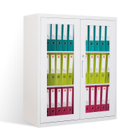 洛克菲勒925高玻璃开门文件柜铁皮柜钢制办公柜档案柜