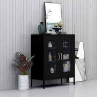 洛克菲勒边角柜整理柜黑色对开门柜网纱款