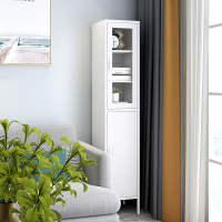 洛克菲勒夹缝收纳柜边角柜整理柜白色上玻下铁