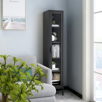 洛克菲勒夹缝收纳柜边角柜整理柜书柜角落边缝柜黑色玻璃开门