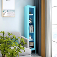 洛克菲勒夹缝收纳柜边角柜整理柜书柜角落边缝柜蓝色玻璃开门